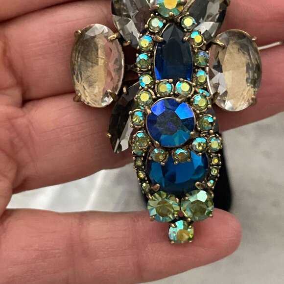 J. Crew Riviera Blue Aurora Borealis Czech Glass Drop Statement Pierced Earrings - Picture 7 of 7